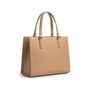 Beige Leather Tote Bag